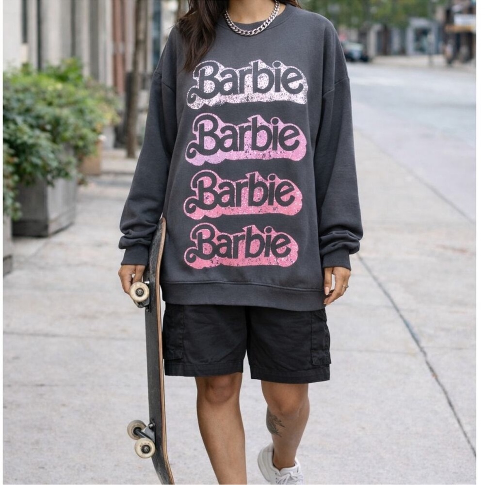 Barbie movie Primark oversized sweatshirt ombre pink black graphic